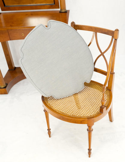 Burl Wood Biedermeier Dressing Table Mirror Matching Chair Cane Seat Mint!