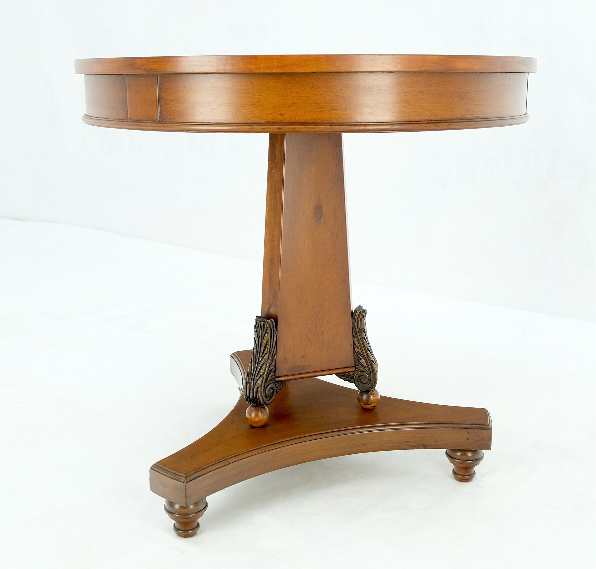 EstablishedLines Deco Banded Mahogany Mother of Pearl Inlay Round Lamp Center Gueridon Table MINT