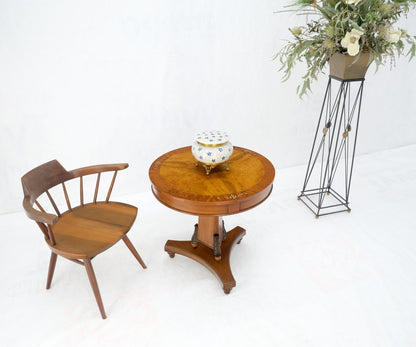 EstablishedLines Deco Banded Mahogany Mother of Pearl Inlay Round Lamp Center Gueridon Table MINT