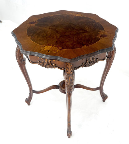 EstablishedLines Fine Carved Octagon Shape Inlayed Walnut Top Side End Lamp Table Stand MINT