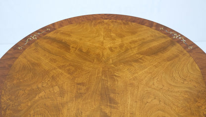 EstablishedLines Deco Banded Mahogany Mother of Pearl Inlay Round Lamp Center Gueridon Table MINT