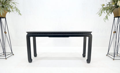 Baker Mid Century Oriental Asian Black Lacquer Cloth Wrapped Console Table MINT!
