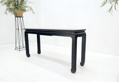 Baker Mid Century Oriental Asian Black Lacquer Cloth Wrapped Console Table MINT!