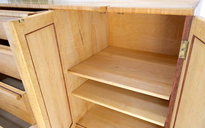 EstablishedLines Solid Birds Eye Curly Maple All Dovetailed Artists Signed Sideboard Server MINT!
