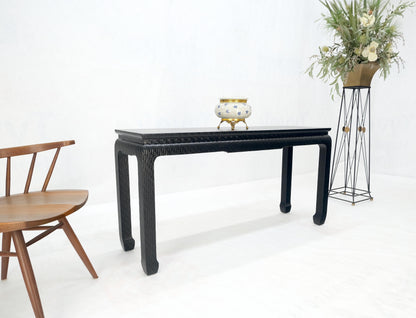 Baker Mid Century Oriental Asian Black Lacquer Cloth Wrapped Console Table MINT!