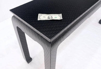 Baker Mid Century Oriental Asian Black Lacquer Cloth Wrapped Console Table MINT!
