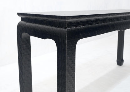 Baker Mid Century Oriental Asian Black Lacquer Cloth Wrapped Console Table MINT!