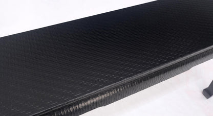 EstablishedLines Baker Mid Century Oriental Asian Black Lacquer Cloth Wrapped Console Table MINT!