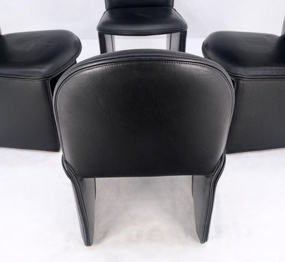 EstablishedLines Set 4 Italian Mid Century Modern Black Leather Dining Chairs Bellini Style MINT!