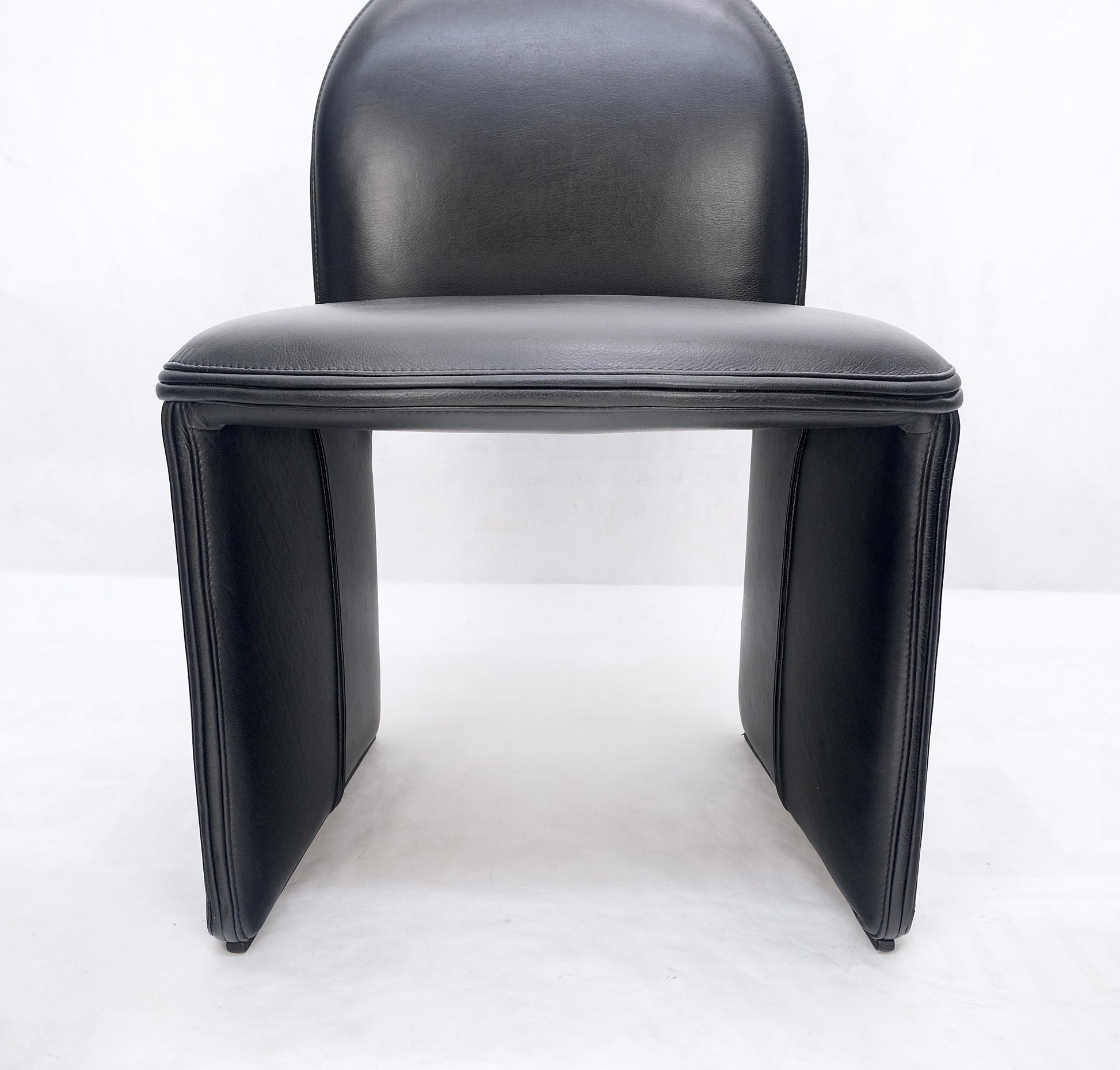EstablishedLines Set 4 Italian Mid Century Modern Black Leather Dining Chairs Bellini Style MINT!