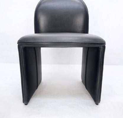 EstablishedLines Set 4 Italian Mid Century Modern Black Leather Dining Chairs Bellini Style MINT!