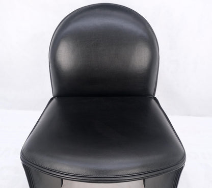 EstablishedLines Set 4 Italian Mid Century Modern Black Leather Dining Chairs Bellini Style MINT!