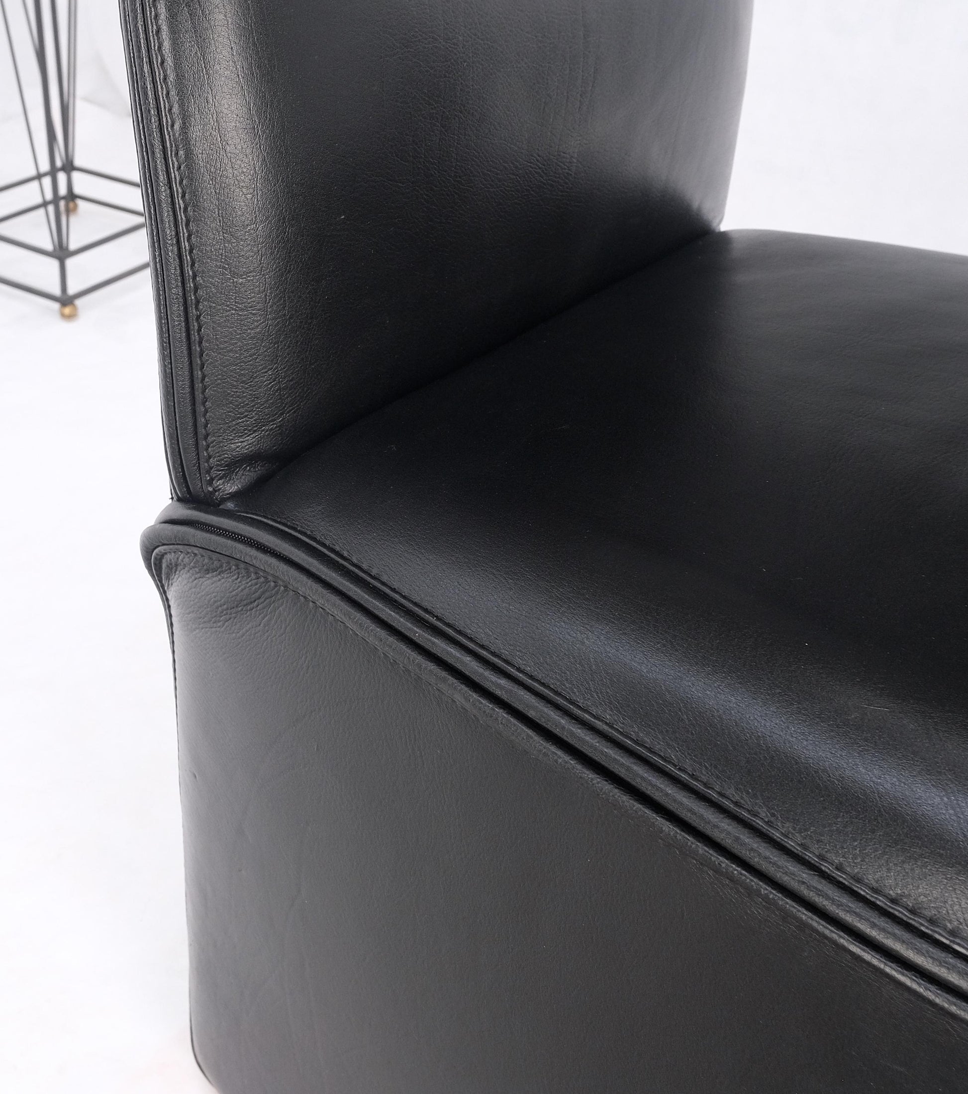 EstablishedLines Set 4 Italian Mid Century Modern Black Leather Dining Chairs Bellini Style MINT!