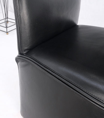 EstablishedLines Set 4 Italian Mid Century Modern Black Leather Dining Chairs Bellini Style MINT!
