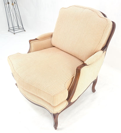 Wide Carved Walnut Frame Vintage  French Arm Chair w/ Matching Ottoman Chaise