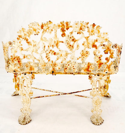 EstablishedLines Heavy Victorian Leaf Cast Iron Small Garden Bench Cast Iron