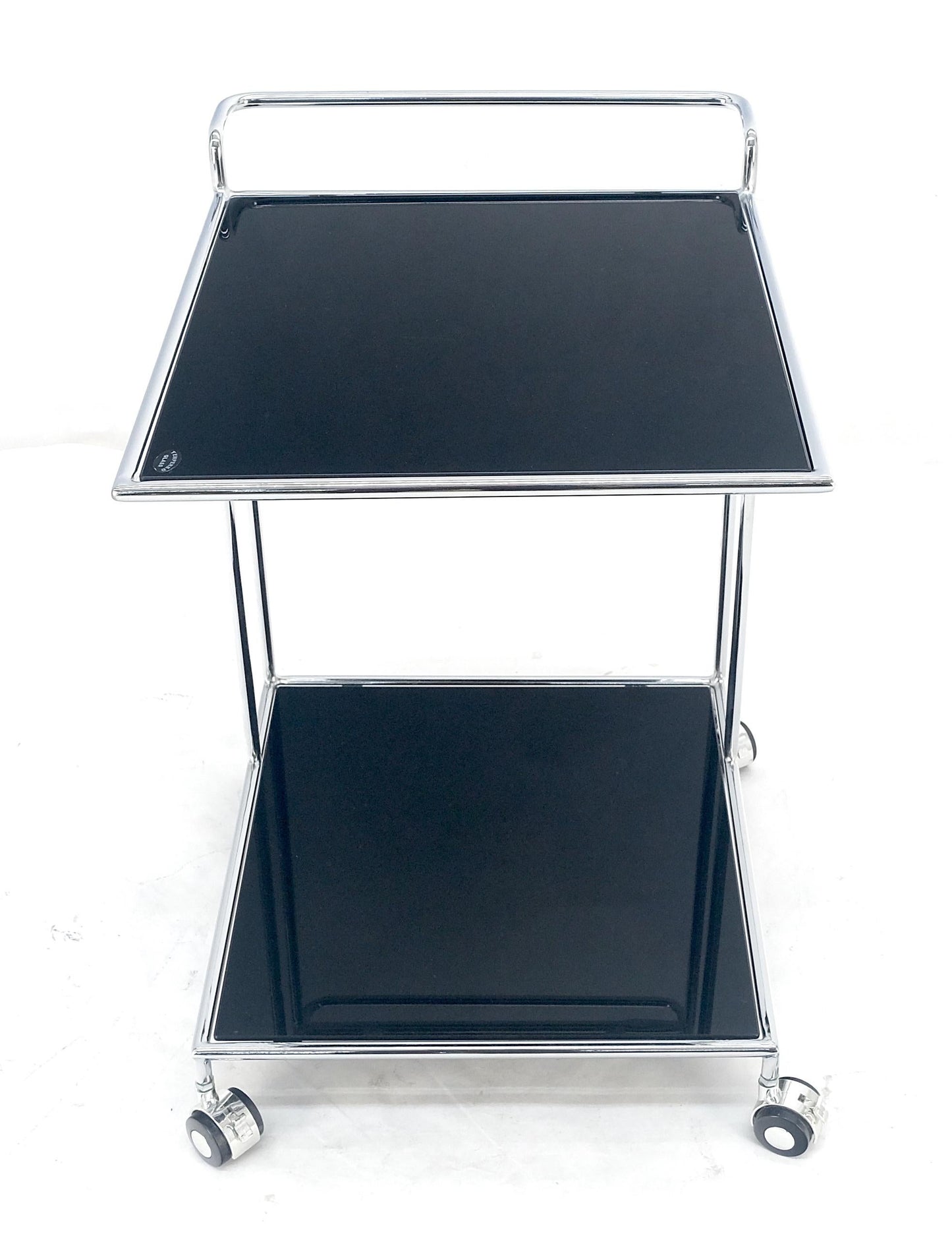 EstablishedLines Compact 16x20 Smoked Glass Shelves Two Tier Italian Serving Cart on Wheels MINT