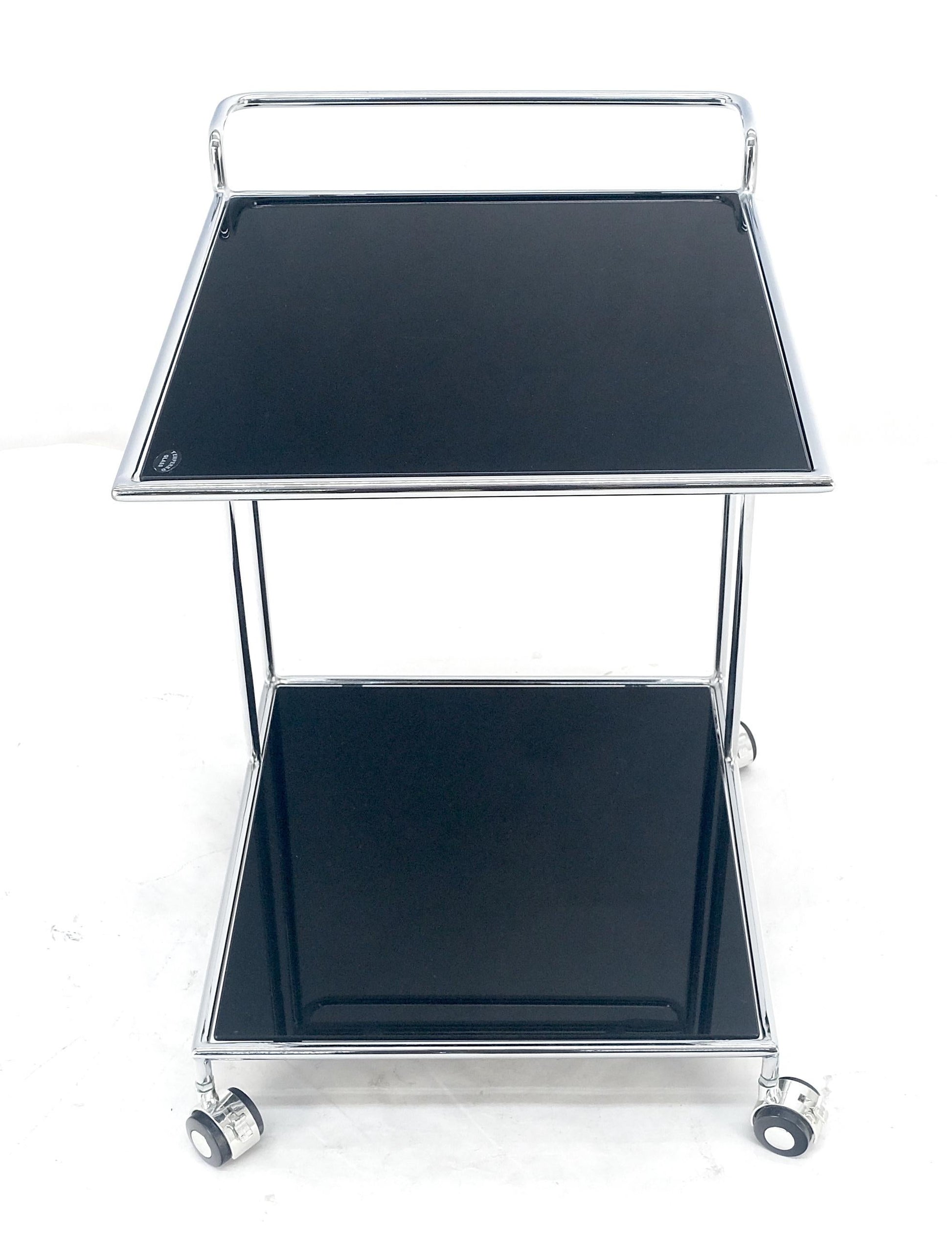 EstablishedLines Compact 16x20 Smoked Glass Shelves Two Tier Italian Serving Cart on Wheels MINT