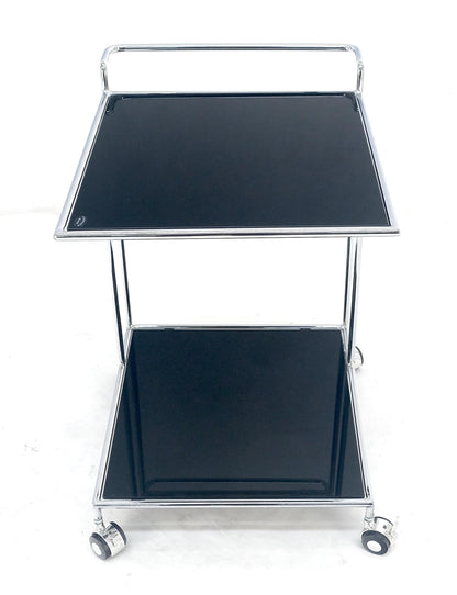 EstablishedLines Compact 16x20 Smoked Glass Shelves Two Tier Italian Serving Cart on Wheels MINT