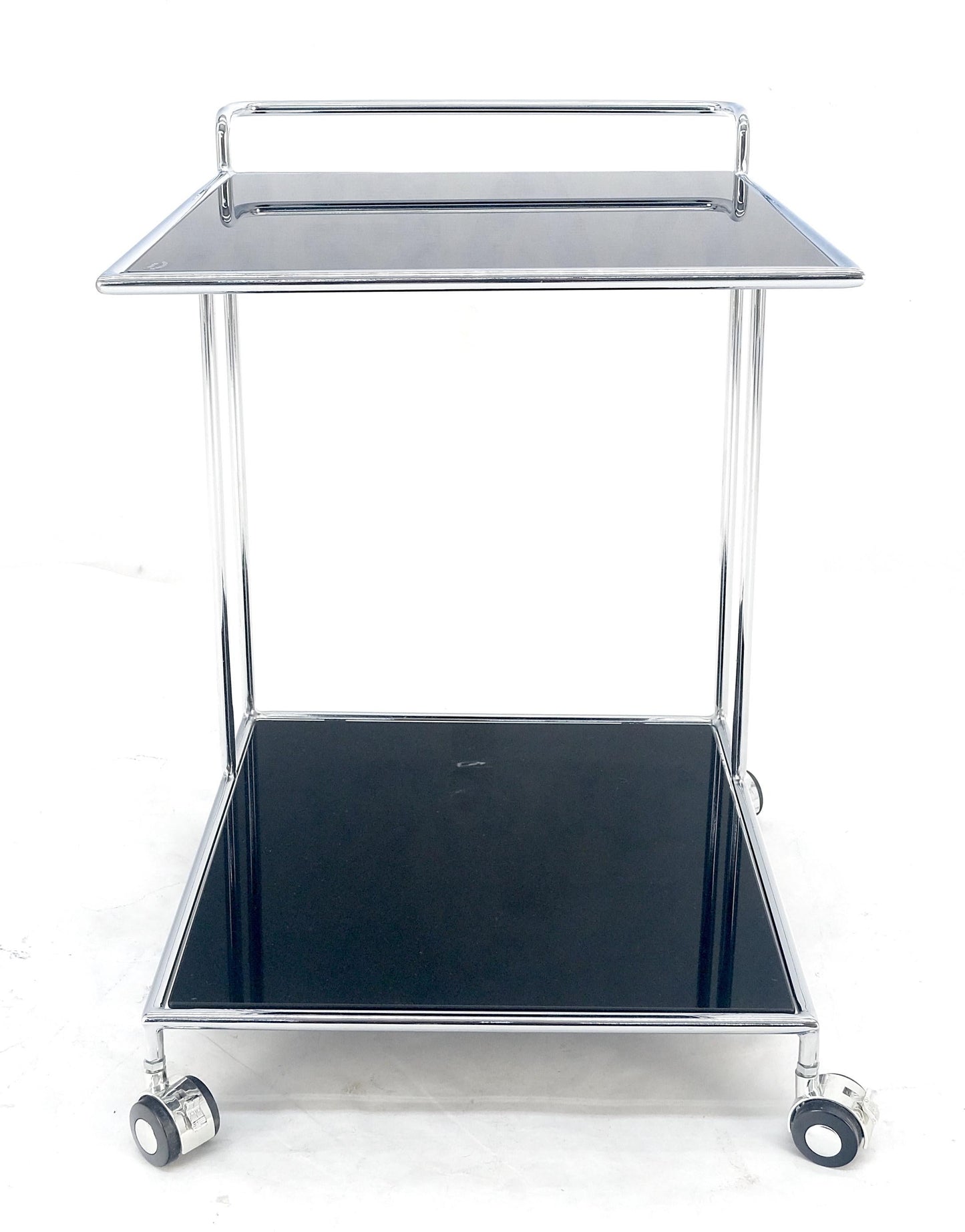 EstablishedLines Compact 16x20 Smoked Glass Shelves Two Tier Italian Serving Cart on Wheels MINT