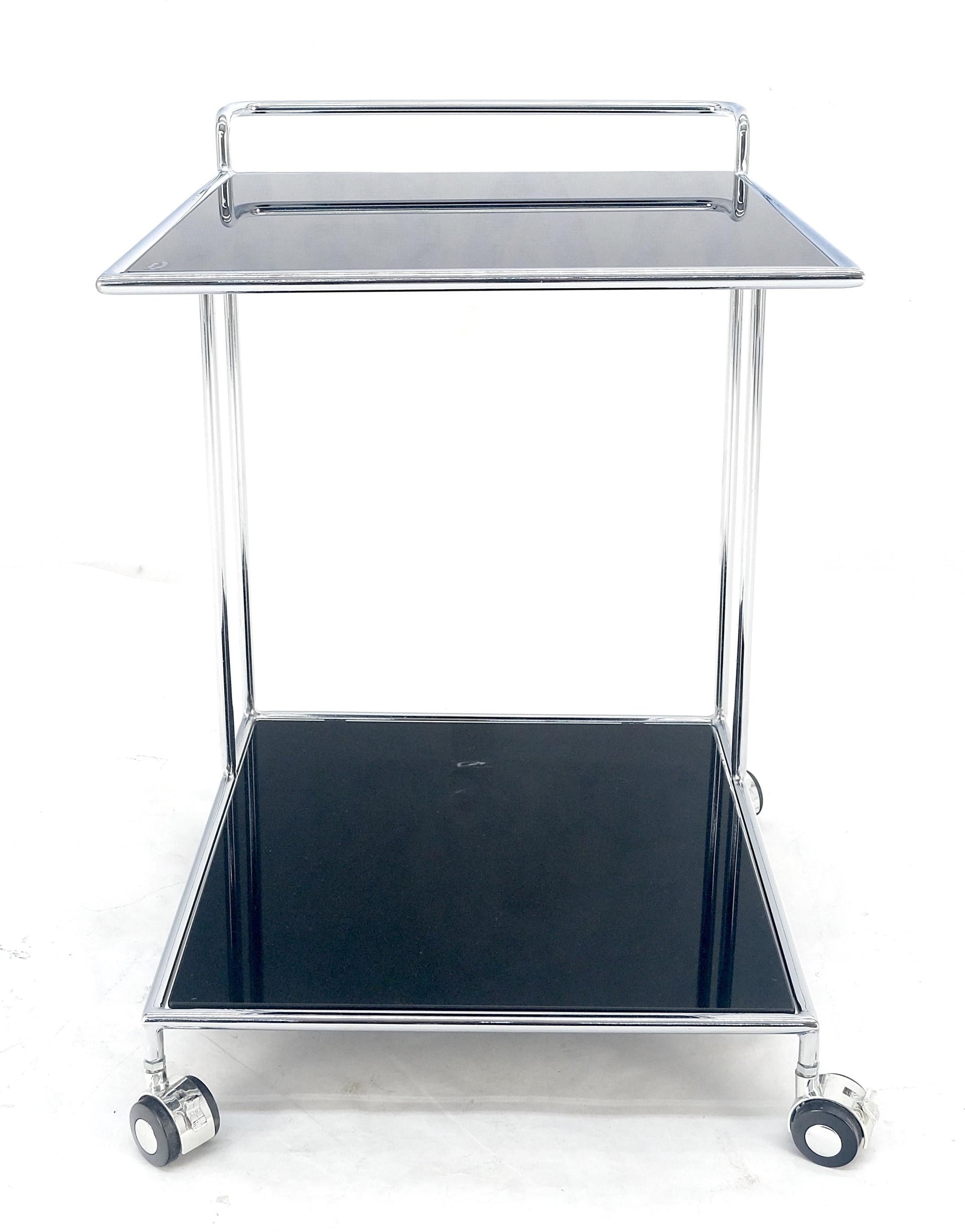 EstablishedLines Compact 16x20 Smoked Glass Shelves Two Tier Italian Serving Cart on Wheels MINT