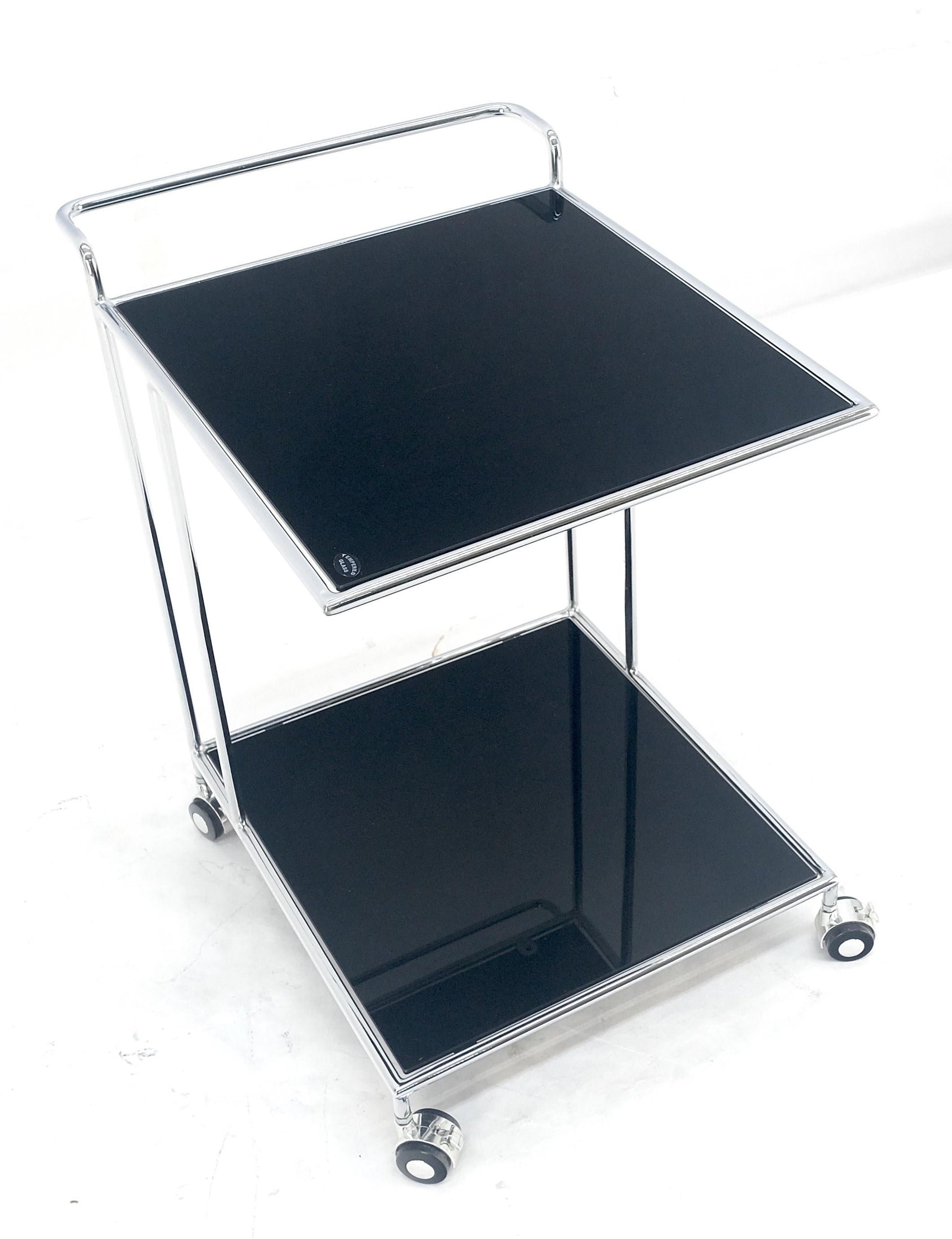 EstablishedLines Compact 16x20 Smoked Glass Shelves Two Tier Italian Serving Cart on Wheels MINT