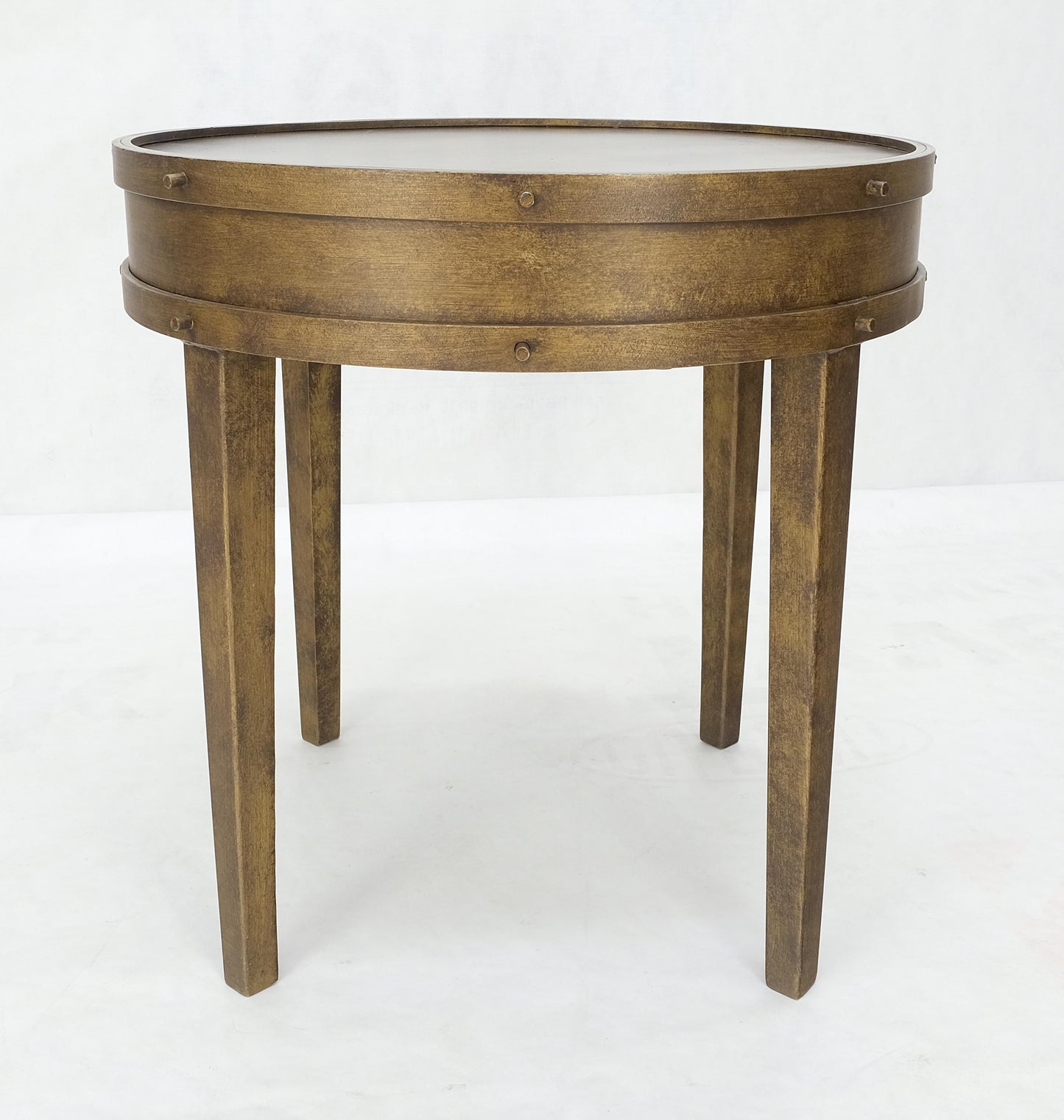 EstablishedLines Steampunk Style Faux Bronze Patina All Steel Metal Side End Table Lamp MINT!