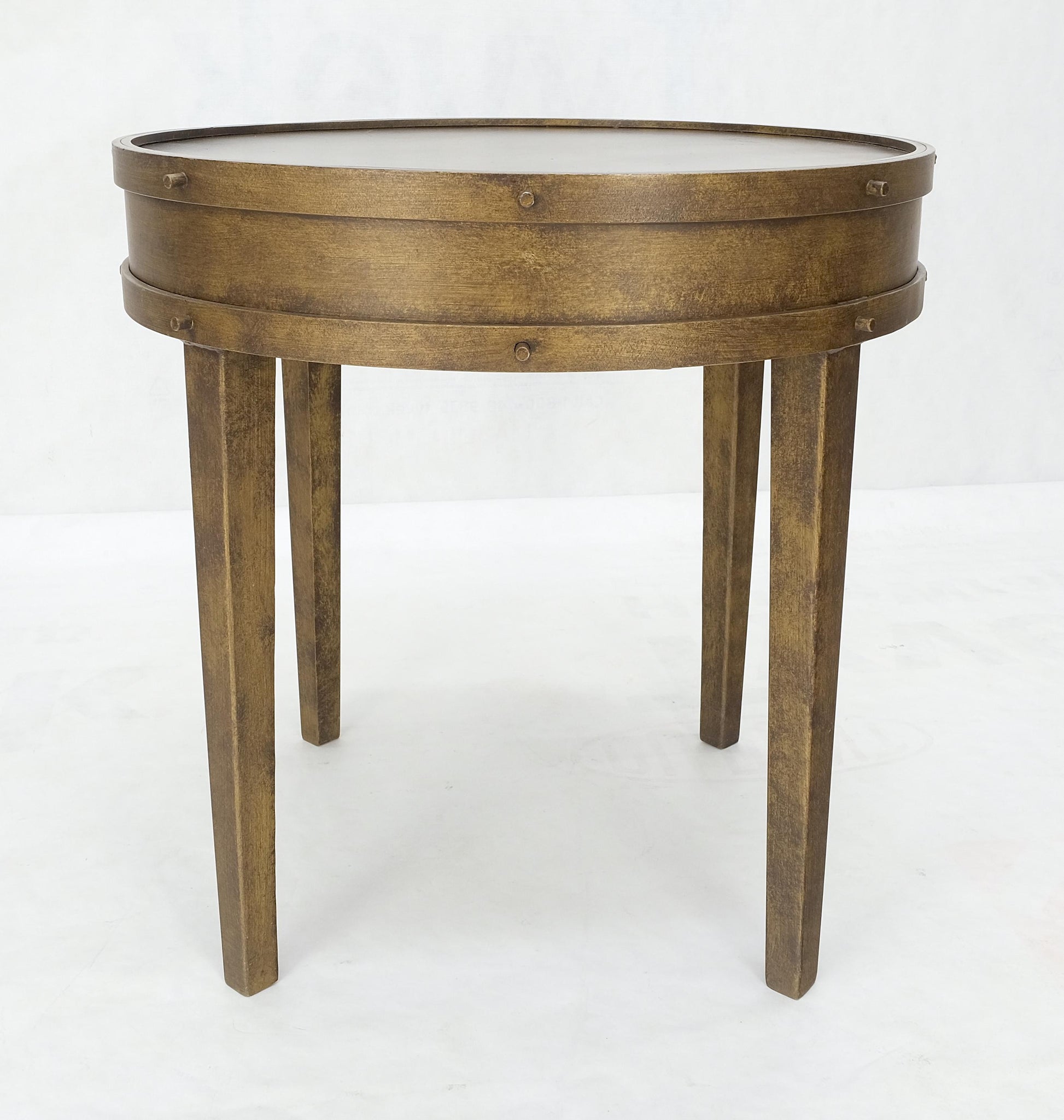 EstablishedLines Steampunk Style Faux Bronze Patina All Steel Metal Side End Table Lamp MINT!