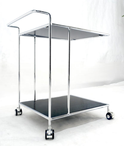 EstablishedLines Compact 16x20 Smoked Glass Shelves Two Tier Italian Serving Cart on Wheels MINT