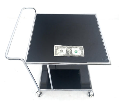 EstablishedLines Compact 16x20 Smoked Glass Shelves Two Tier Italian Serving Cart on Wheels MINT