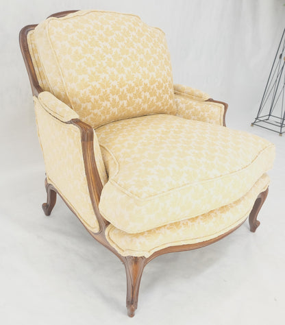 Wide Carved Walnut Frame French Arm Chair w/ Matching Ottoman Chaise Super Clean
