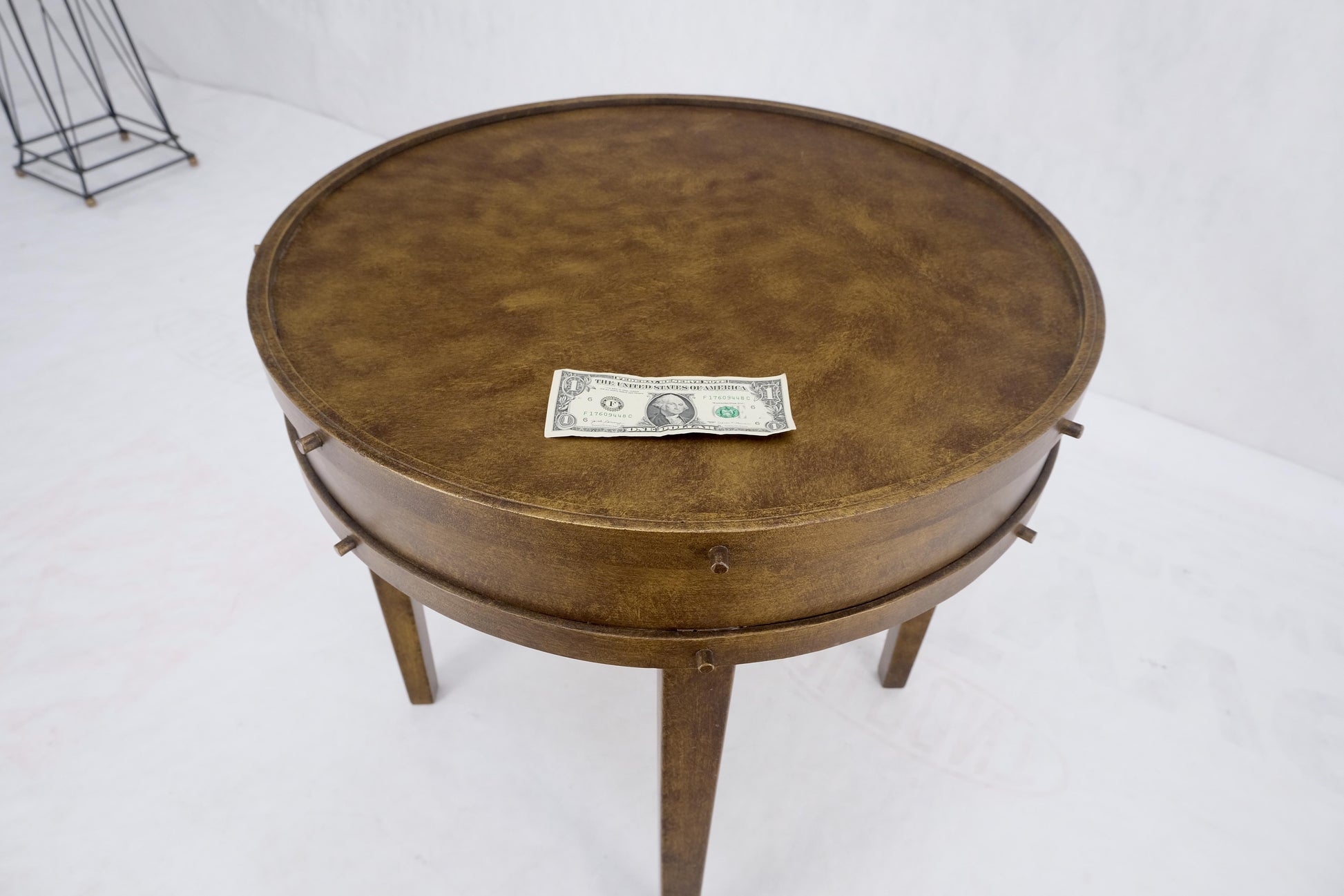 EstablishedLines Steampunk Style Faux Bronze Patina All Steel Metal Side End Table Lamp MINT!
