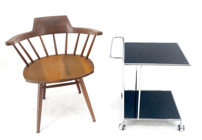 EstablishedLines Compact 16x20 Smoked Glass Shelves Two Tier Italian Serving Cart on Wheels MINT