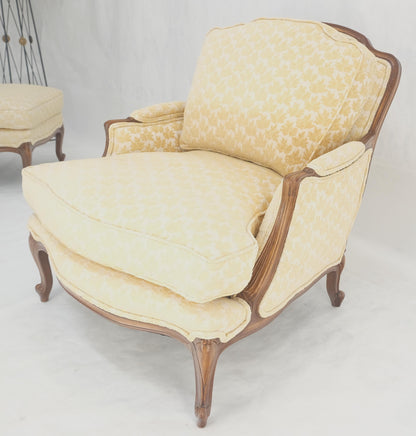 Wide Carved Walnut Frame French Arm Chair w/ Matching Ottoman Chaise Super Clean