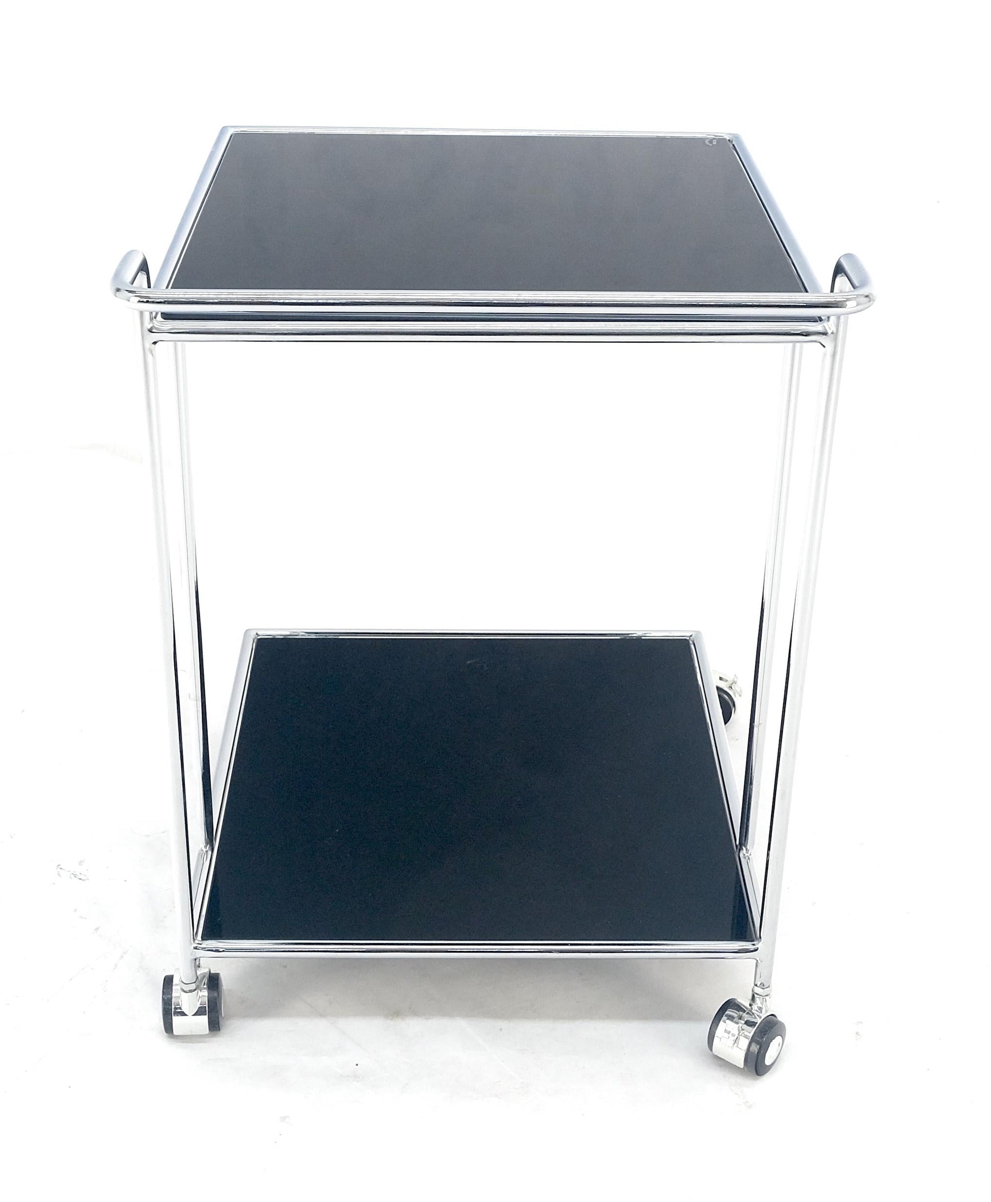 EstablishedLines Compact 16x20 Smoked Glass Shelves Two Tier Italian Serving Cart on Wheels MINT