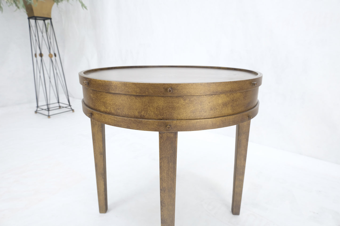 EstablishedLines Steampunk Style Faux Bronze Patina All Steel Metal Side End Table Lamp MINT!