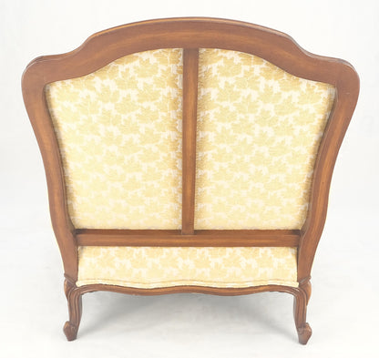 Wide Carved Walnut Frame French Arm Chair w/ Matching Ottoman Chaise Super Clean