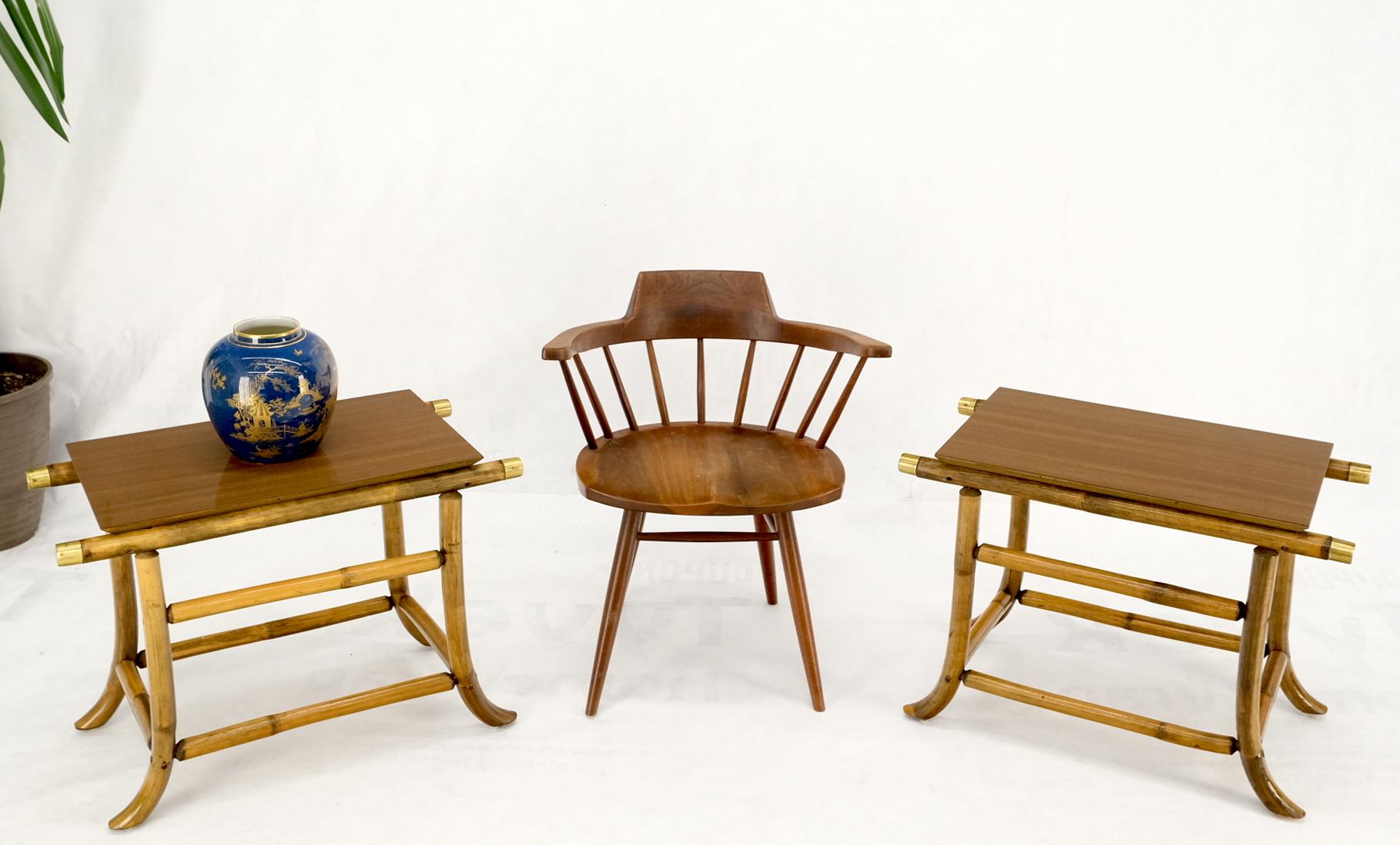 EstablishedLines Pair of Ficks Reed Attributed Reed Bamboo End Side Tabled Stands Mid-Century