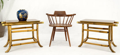 EstablishedLines Pair of Ficks Reed Attributed Reed Bamboo End Side Tabled Stands Mid-Century