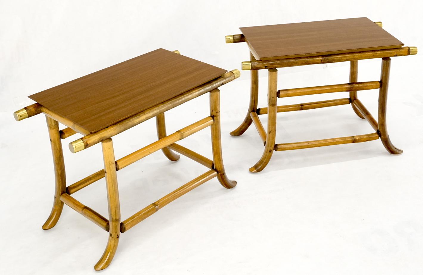 EstablishedLines Pair of Ficks Reed Attributed Reed Bamboo End Side Tabled Stands Mid-Century