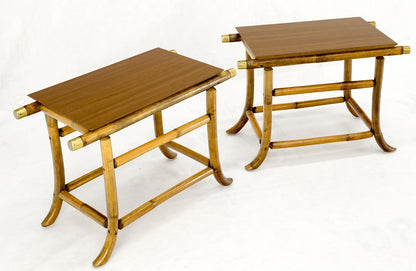 EstablishedLines Pair of Ficks Reed Attributed Reed Bamboo End Side Tabled Stands Mid-Century
