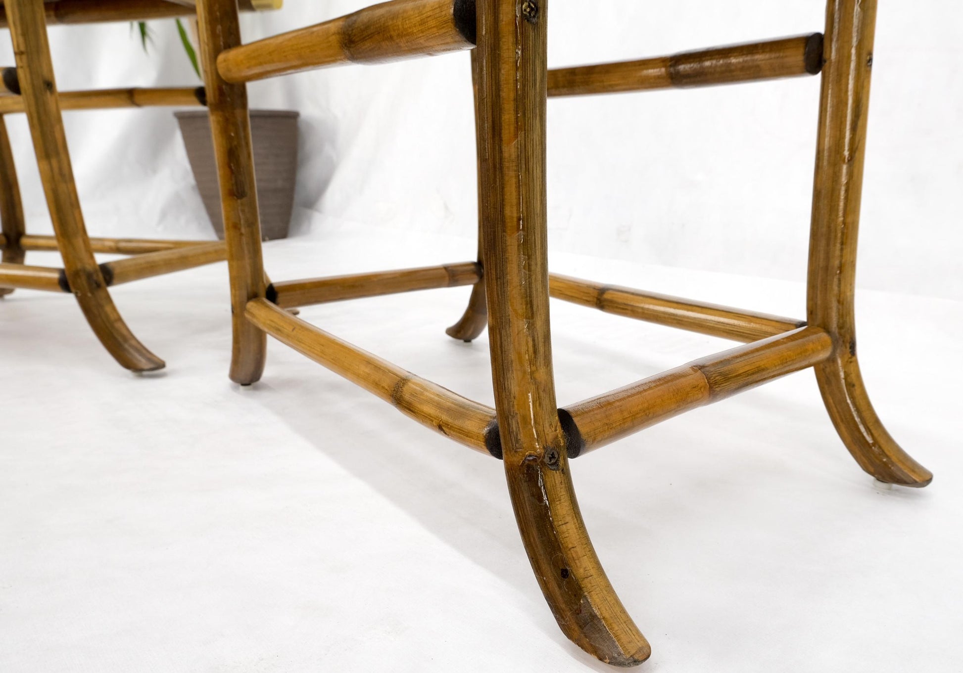 EstablishedLines Pair of Ficks Reed Attributed Reed Bamboo End Side Tabled Stands Mid-Century