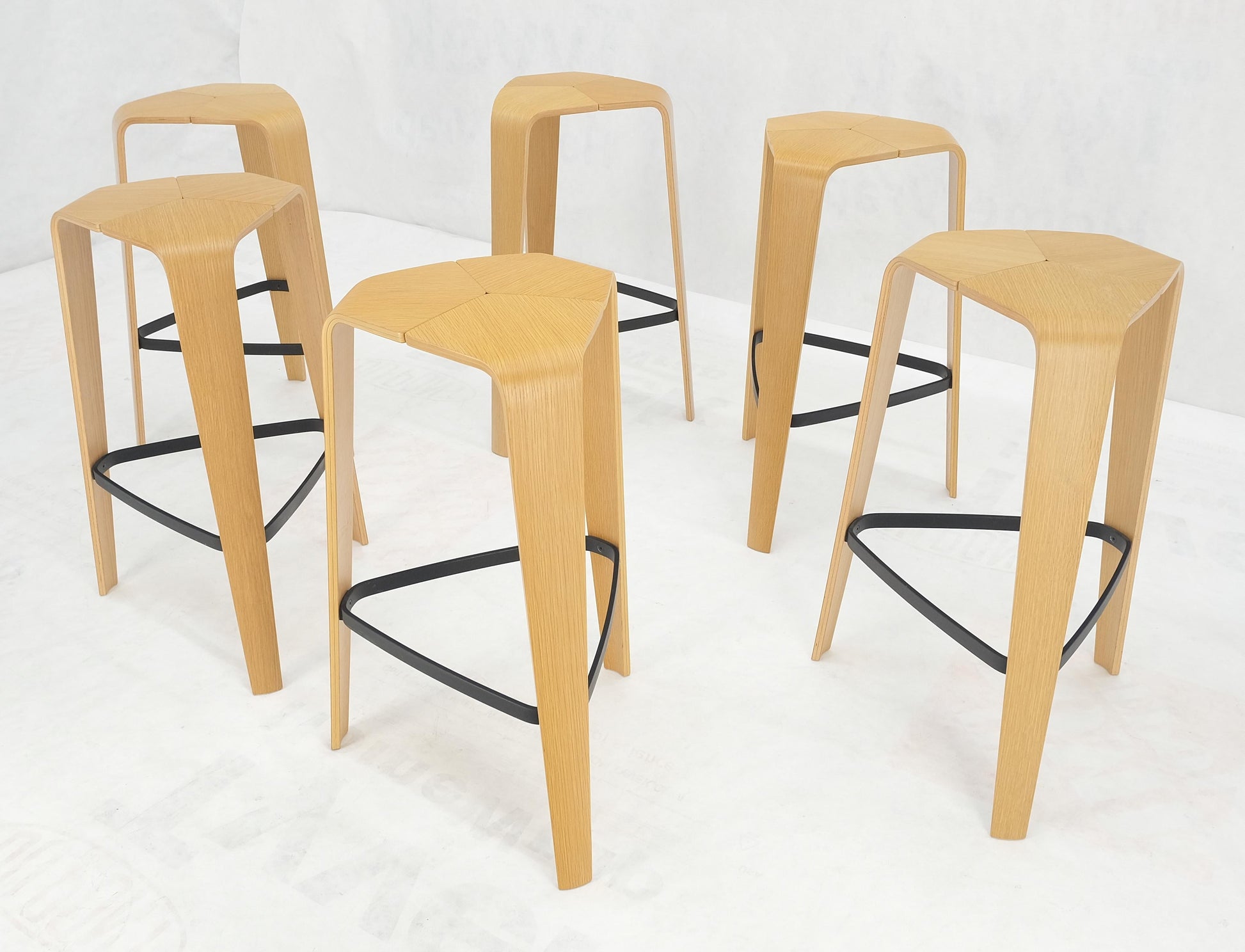 EstablishedLines Set of 6 Molded Bent Plywood Bar Stools by Davis MINT!