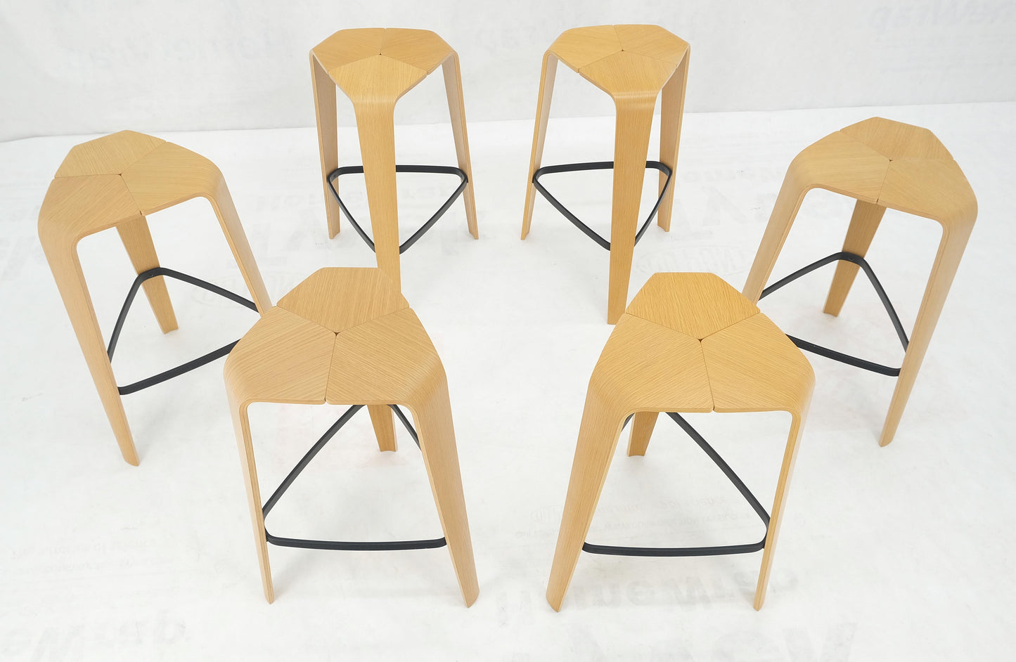 EstablishedLines Set of 6 Molded Bent Plywood Bar Stools by Davis MINT!