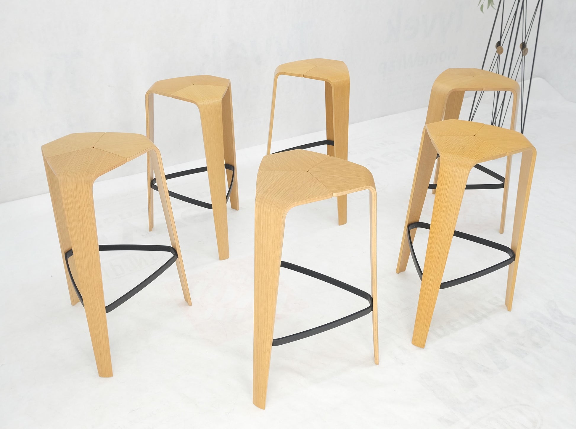 EstablishedLines Set of 6 Molded Bent Plywood Bar Stools by Davis MINT!