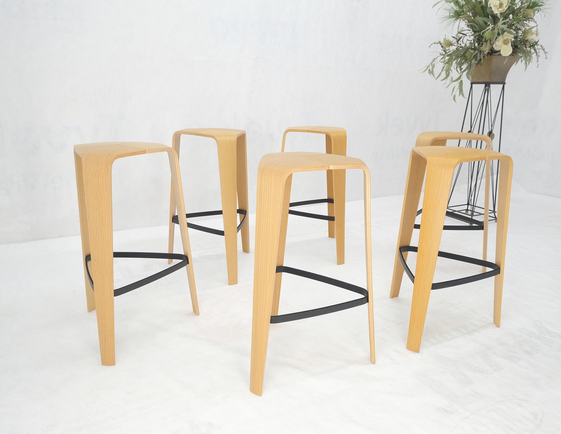 EstablishedLines Set of 6 Molded Bent Plywood Bar Stools by Davis MINT!