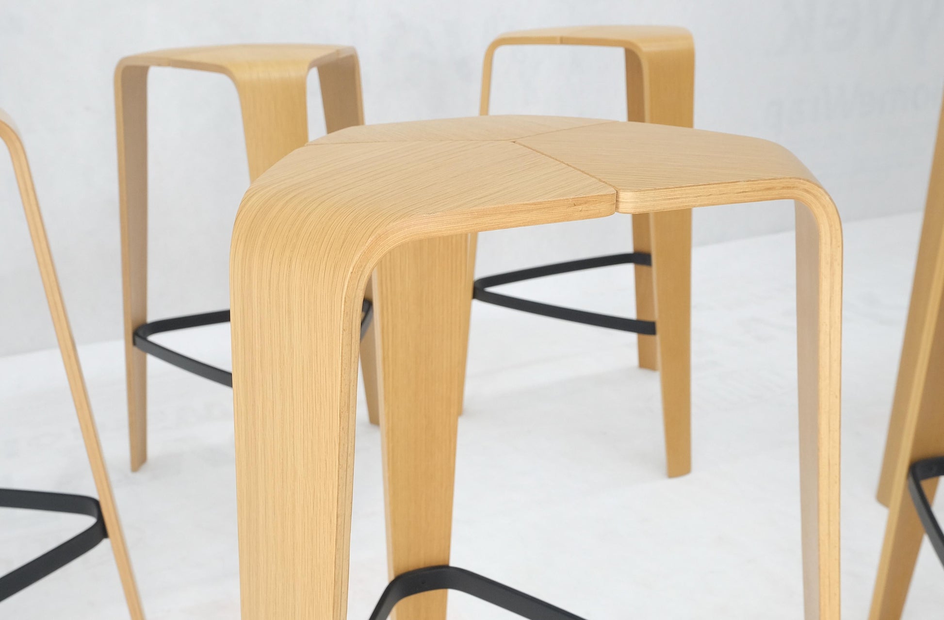 EstablishedLines Set of 6 Molded Bent Plywood Bar Stools by Davis MINT!
