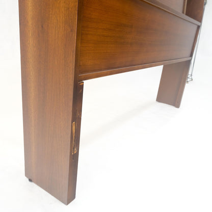 EstablishedLines 1970s Oiled Walnut Storage Compartment Wedge Shape Full Size HeadBoard Bed MINT