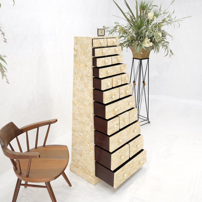 Pyramid Shape Tessellated Stone Marble Ball Pulls High Chest Dresser Drawer MINT