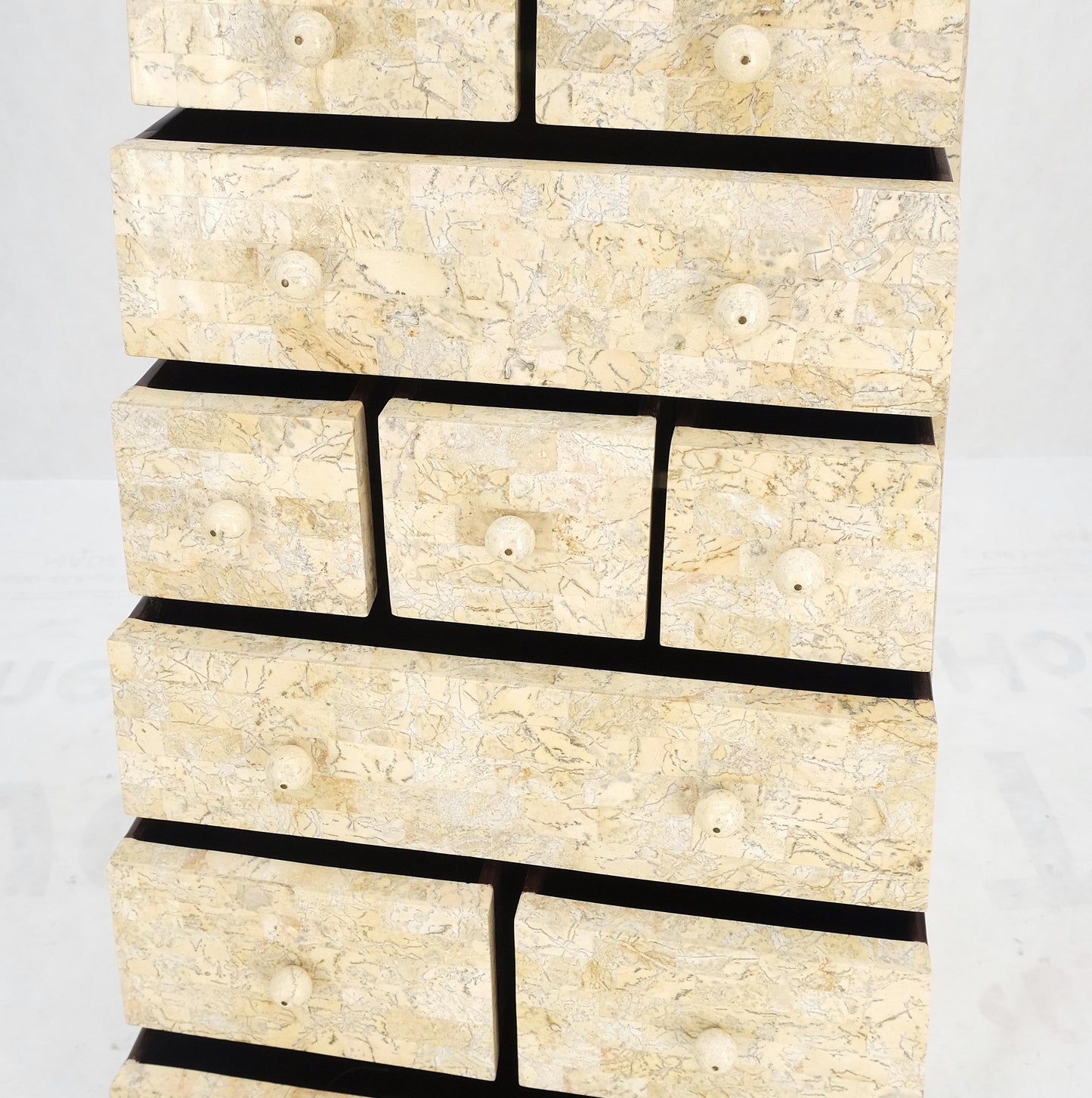 Pyramid Shape Tessellated Stone Marble Ball Pulls High Chest Dresser Drawer MINT